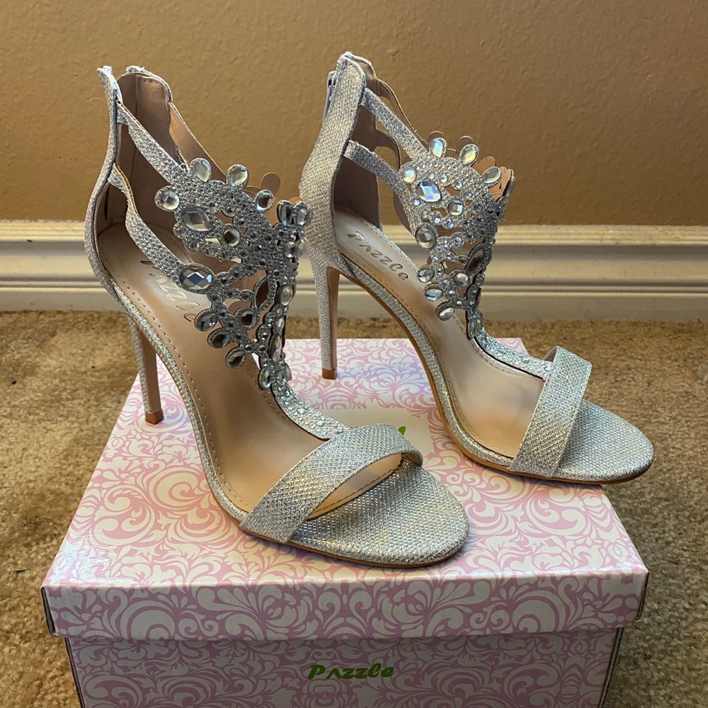 Silver sparkle heels